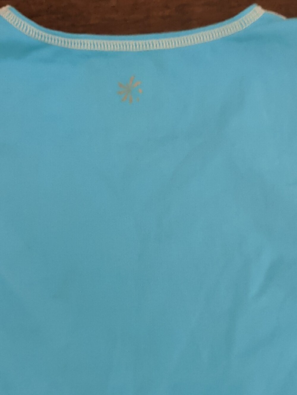 Athleta Aqua Blue Long Sleeve Top with Cream Contrast Stitching - Picture 6 of 7